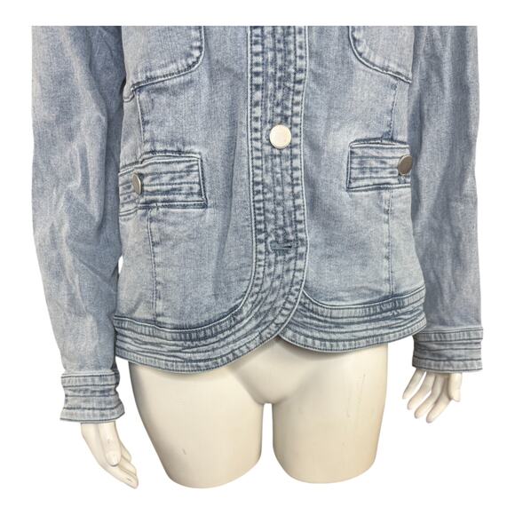 Studio Park X Amy Stran Denim Lady Jacket Light Wash Medium Fall Button Front - Picture 4 of 15